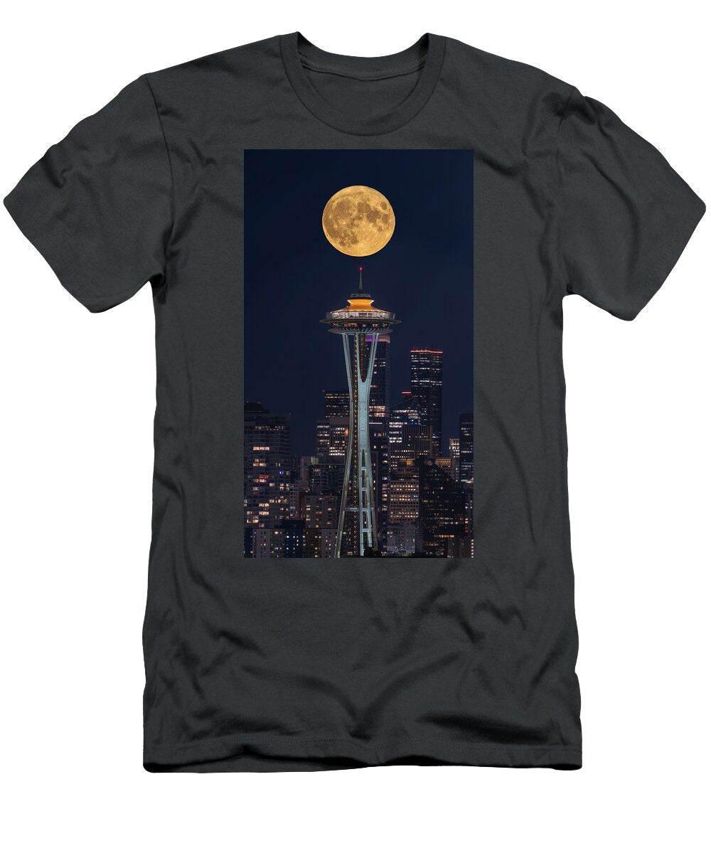 Beaver Moon Over Space Needle 2 Tim Muangkeo T-Shirt