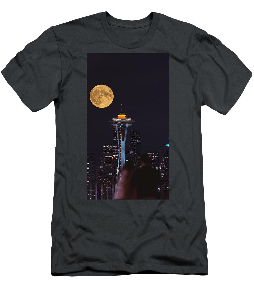 Beaver Moon Over Space Needle Tim Muangkeo T-Shirt