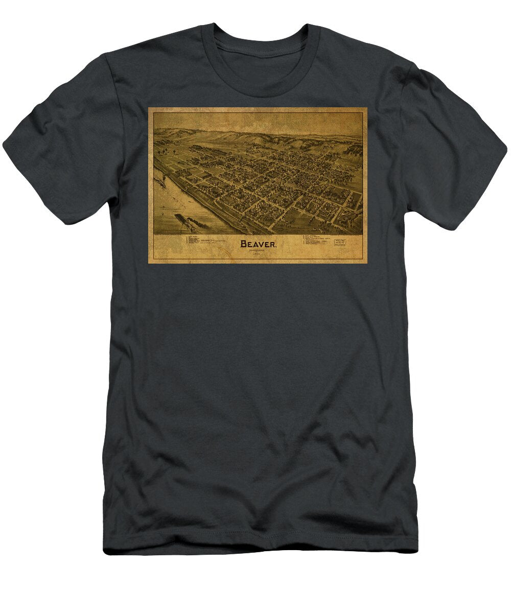 Beaver Pennsylvania Vintage City Street Map 1900 Design Turnpike T-Shirt
