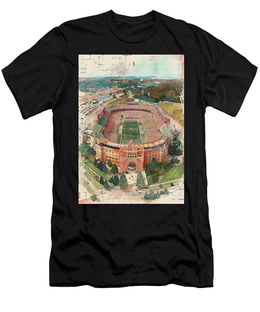 Beaver Stadium University Park Pennsylvania Drawing Aerial View of a Football Stadium with a Crowd of Spectators Tommy Mcdaniel T-Shirt