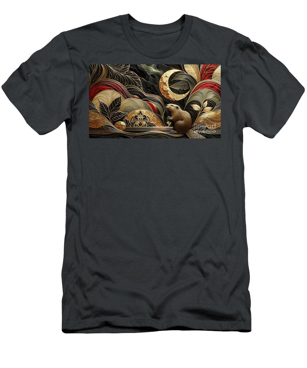 Beaver Under the Crescent Moon Philip Openshaw T-Shirt