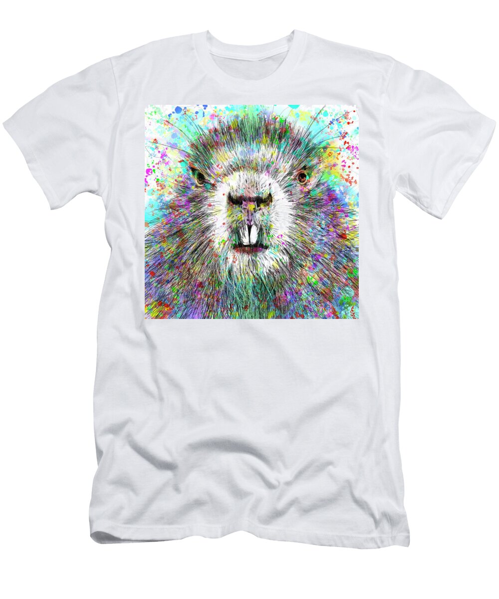 Beaver Watercolor and Pencil Portrait 1 Fabrizio Cassetta T-Shirt