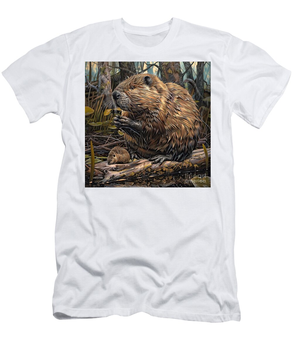 Beaver with Baby Elisabeth Lucas T-Shirt
