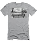 Bench View Beaver Bridge Grayscale Jennifer White T-Shirt