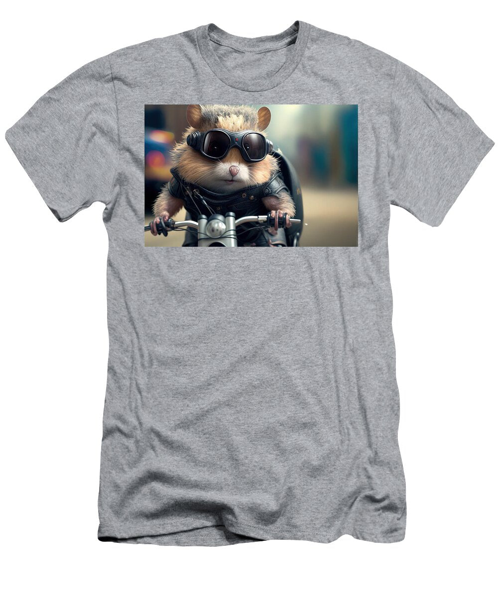 Biker Hamster Wearing Goggles and a Leather Jacket John Twynam T-Shirt