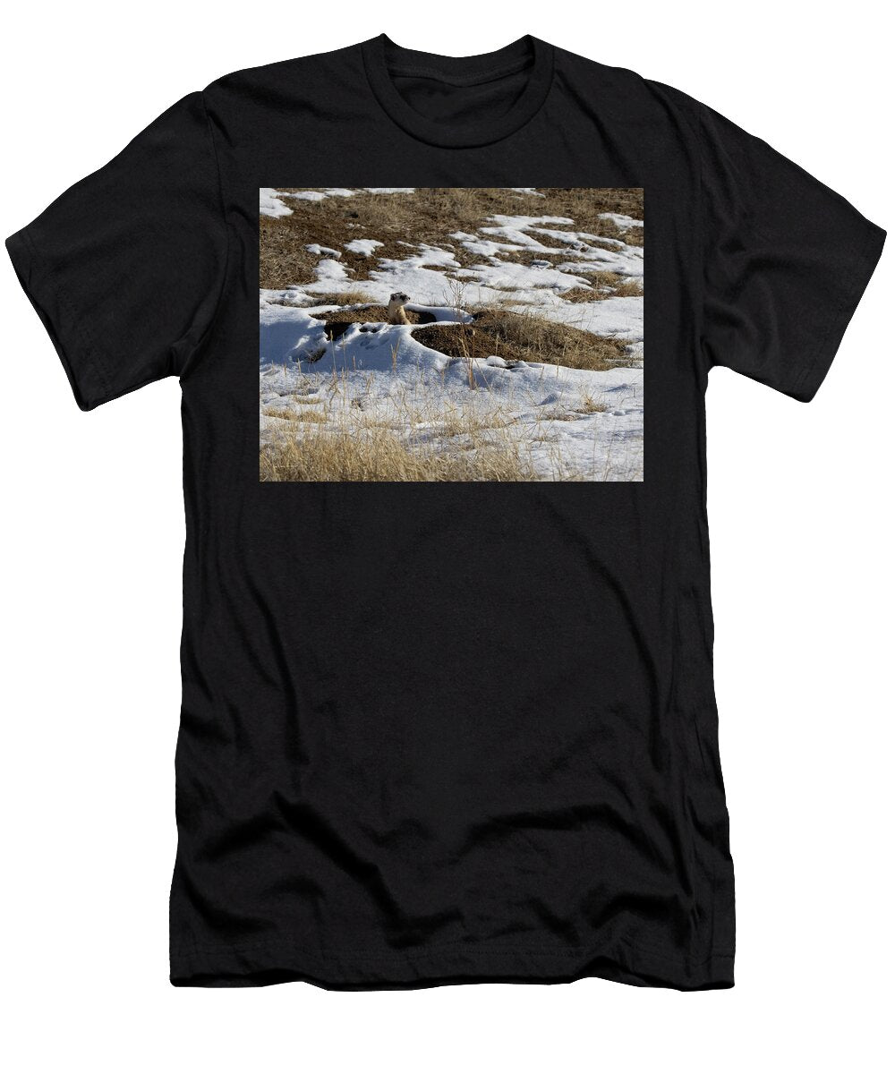 Black Footed Ferret Pauses After Emerging From the Prairie Charlie Summers Natureplcom T-Shirt