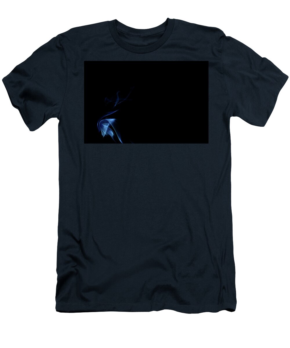 Blue Abstract Curled Smoke Art Plume Johan Ferret T-Shirt