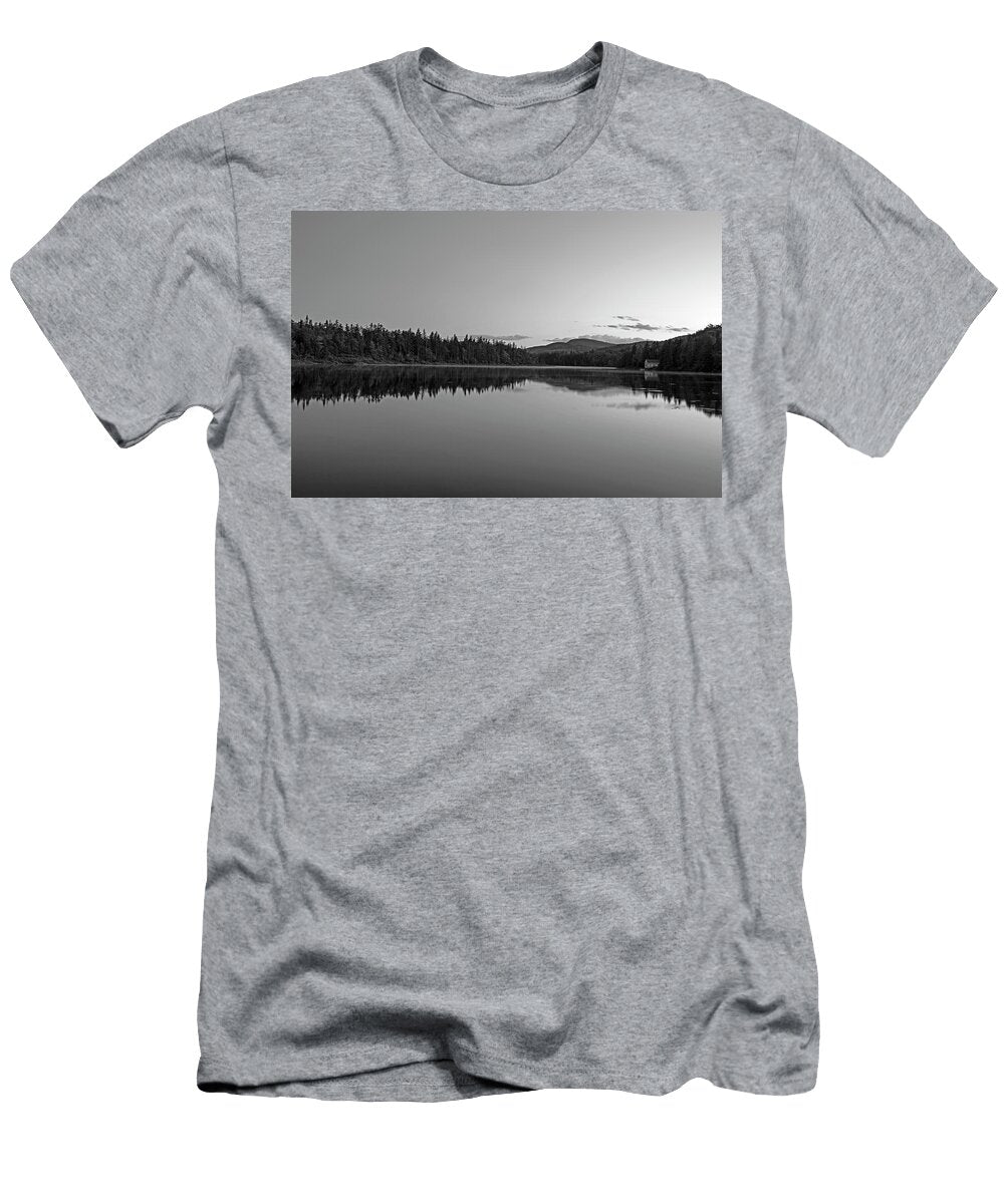 Blue Sky on Beaver Pond Rangeley Maine Black and White Toby Mcguire T-Shirt