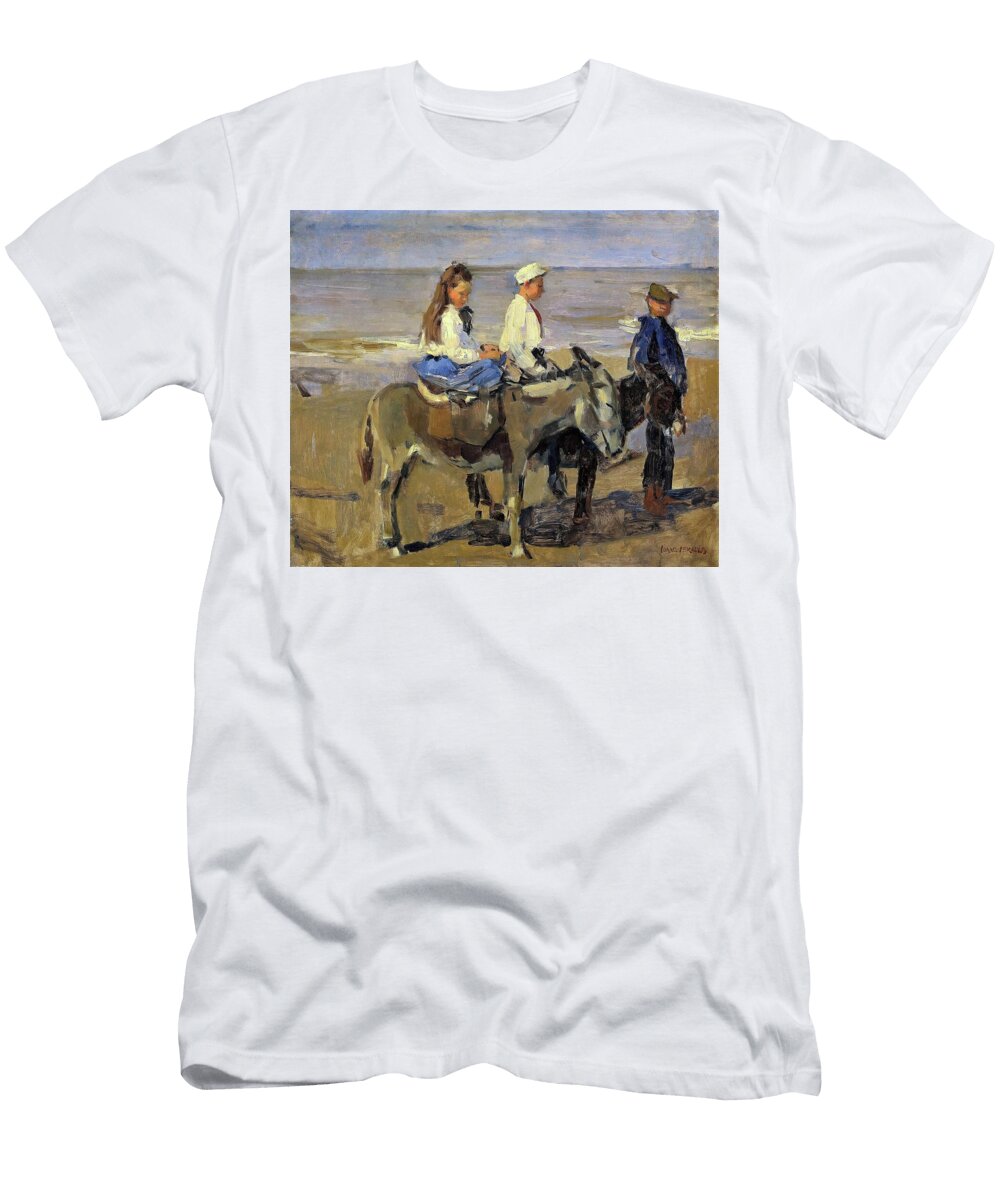 Boy and Girl Riding Donkeys Digital Remastered Edition Isaac Lazarus Israels T-Shirt