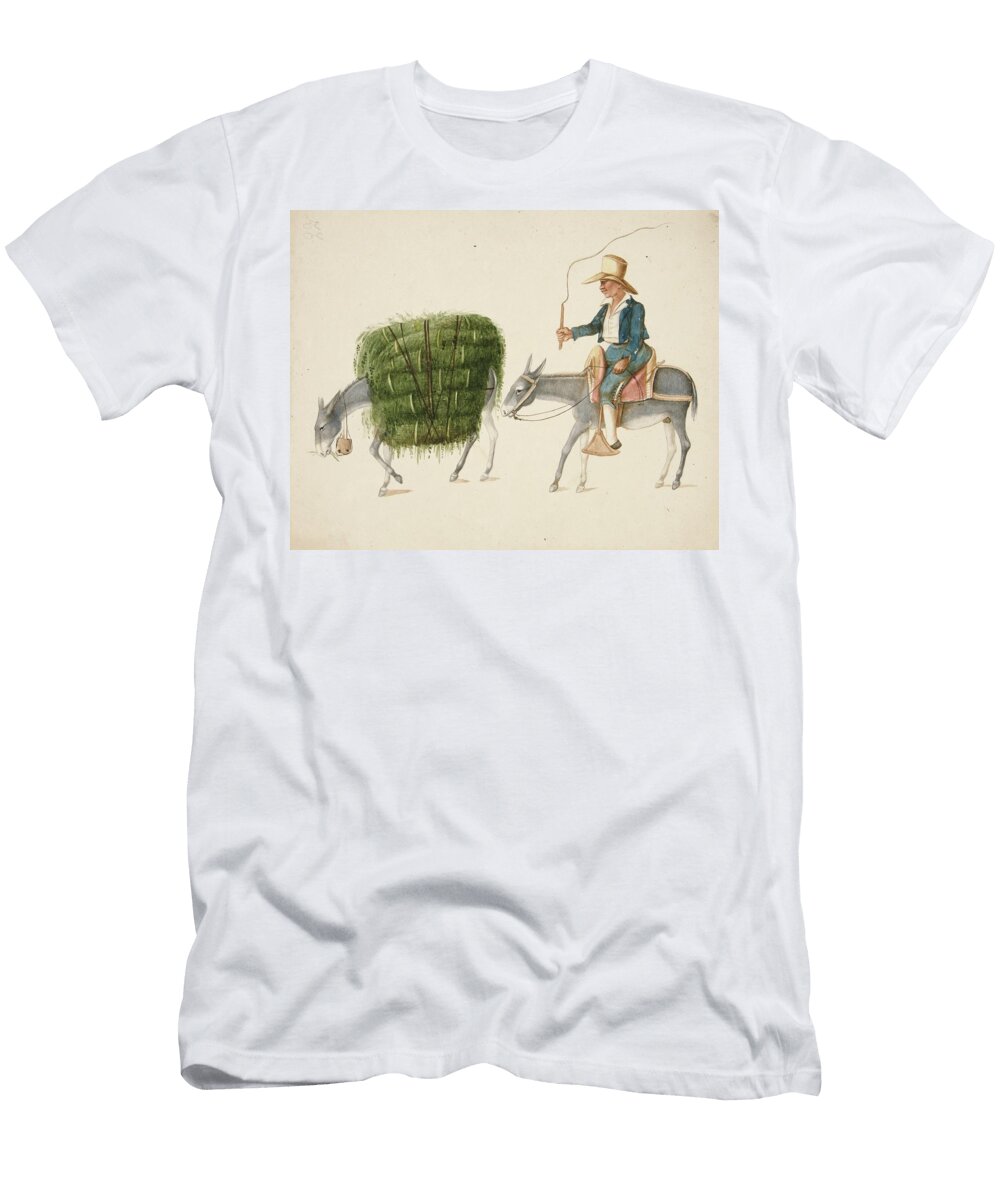 Boy on Mule Driving Another Mule Loaded with Hay Francisco Fierro T-Shirt