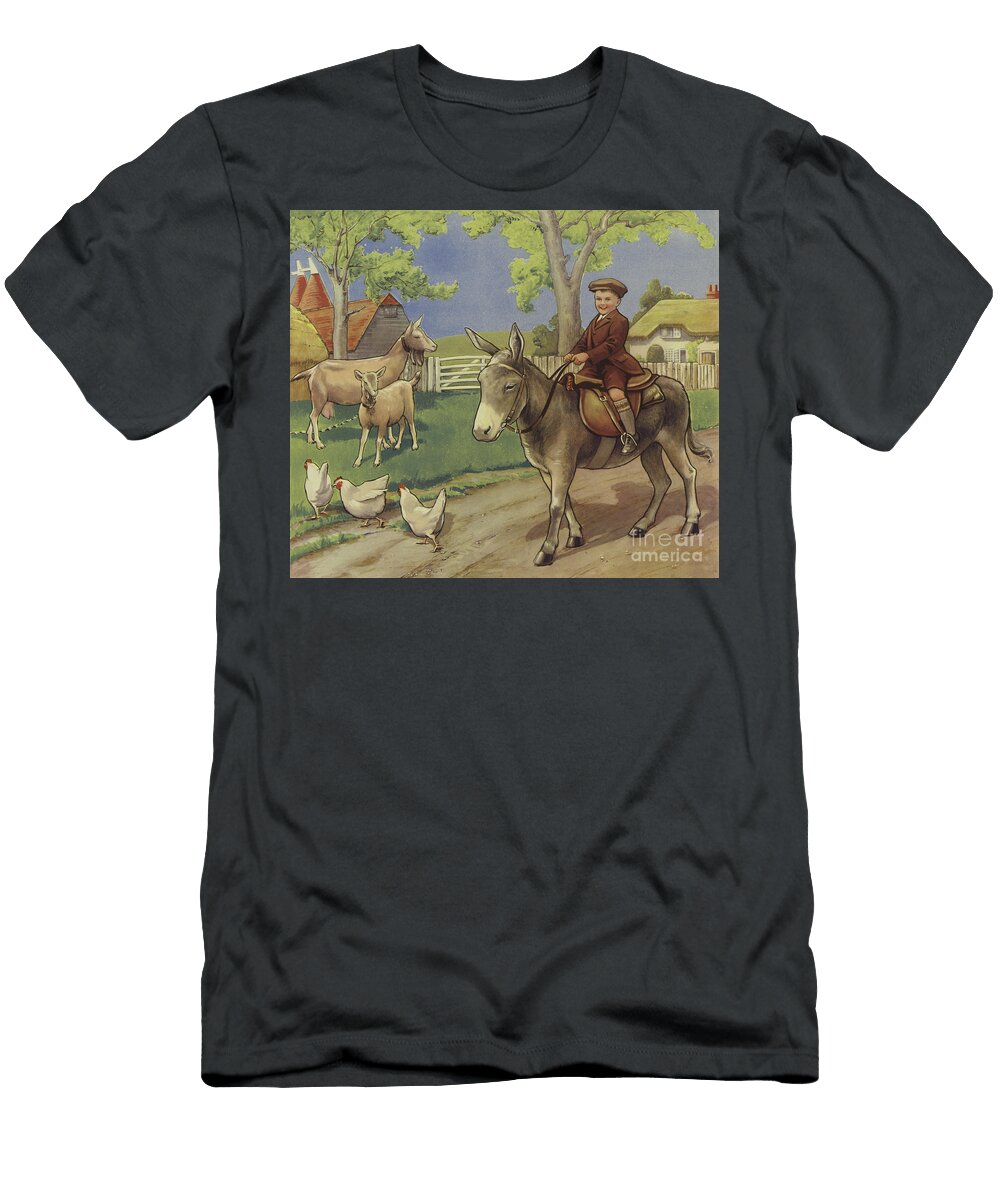 Boy Riding a Donkey in the English Countryside English School T-Shirt