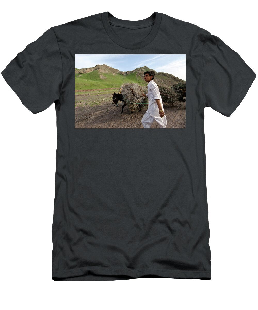 Boys Herd Donkeys Laden with Brush Beth Wald T-Shirt