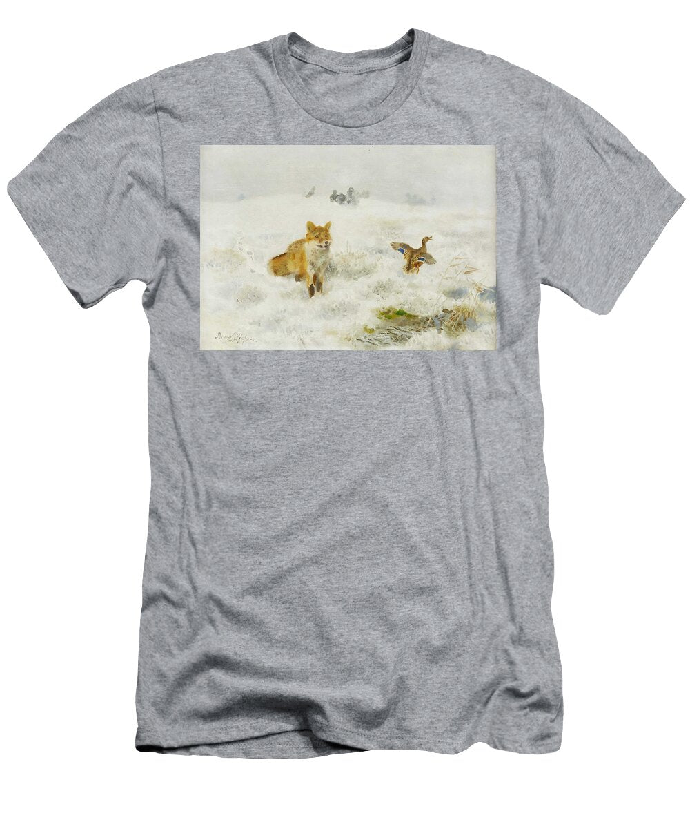 Bruno Liljefors 1860 1939 Fox and Mallard a Winter Day Bruno Liljefors T-Shirt