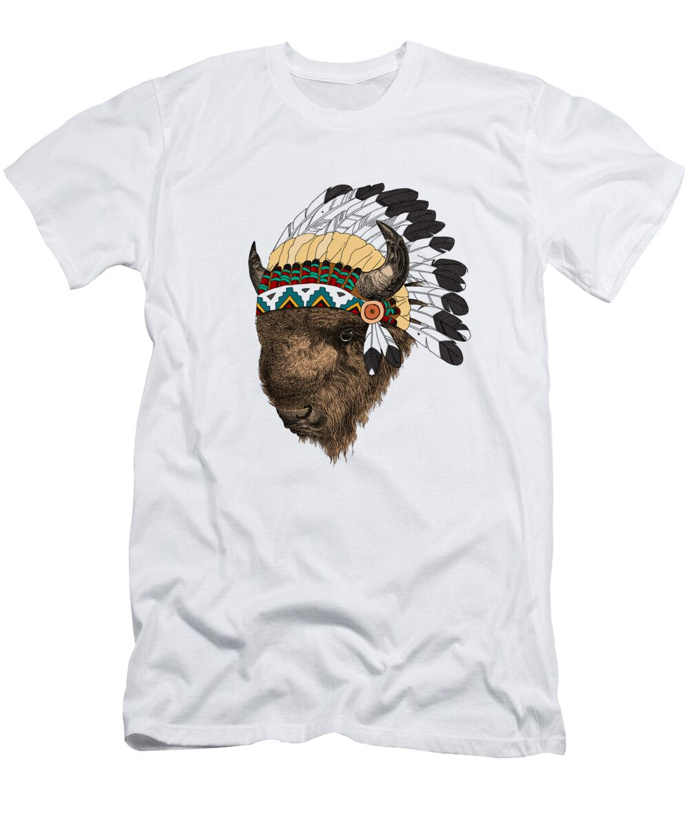 Buffalo with Indian Headdress in Color Madame Memento T-Shirt