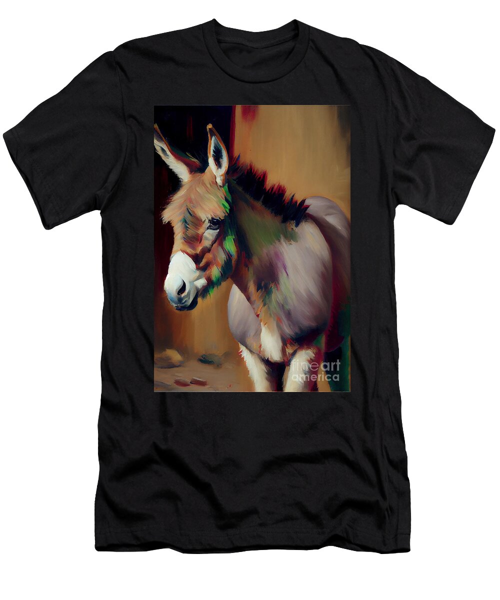 Burro Donkey Oil Painting Dee By Asar Studios Celestial Images T-Shirt