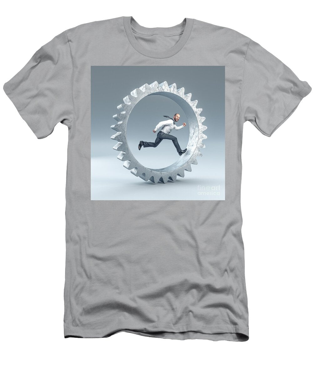 Businessman Running Inside Metal Gear Rat Race Gualtiero Boffi T-Shirt