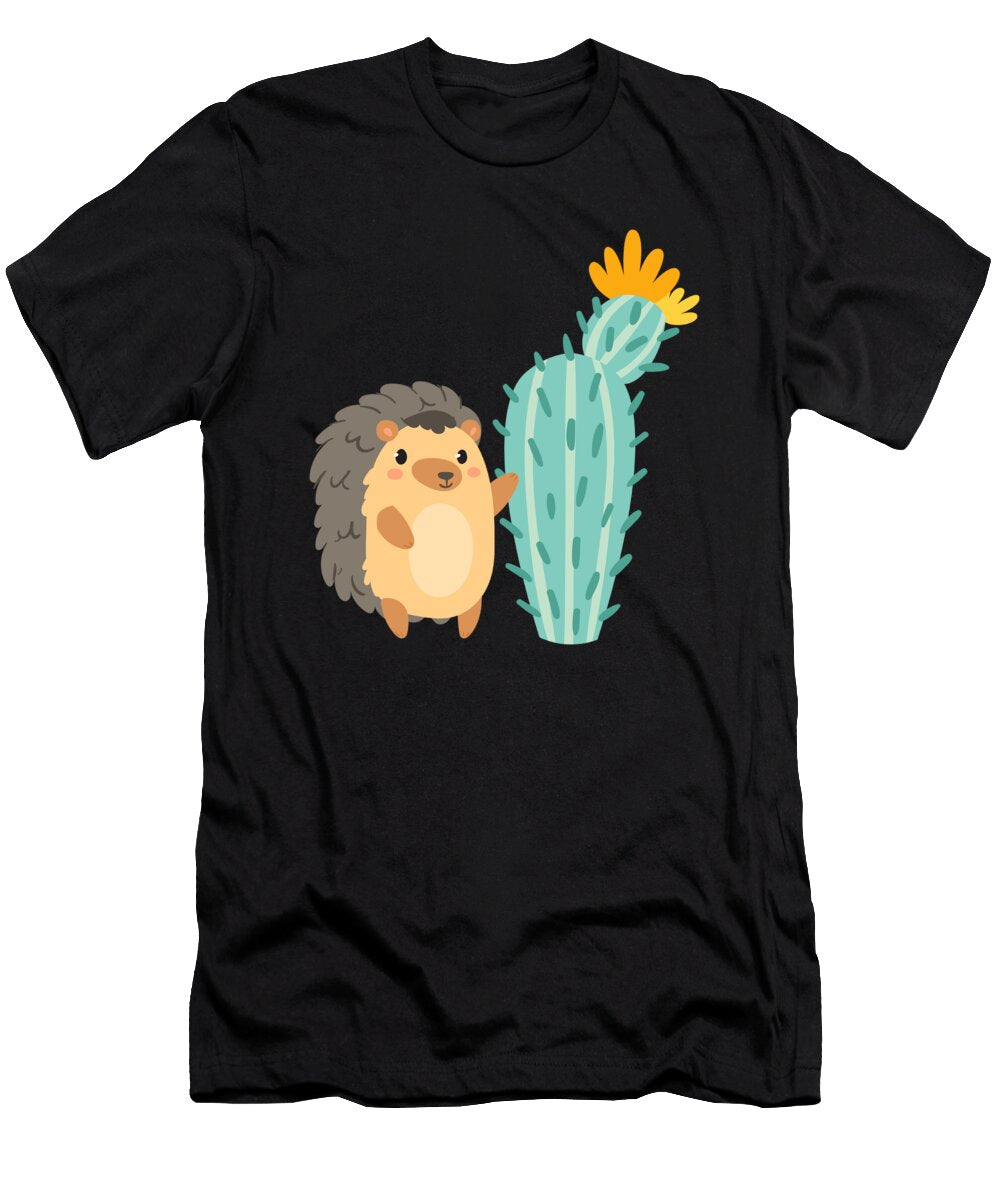 Cactus Hedgehog Cute Autumn Kids Moon T-Shirt