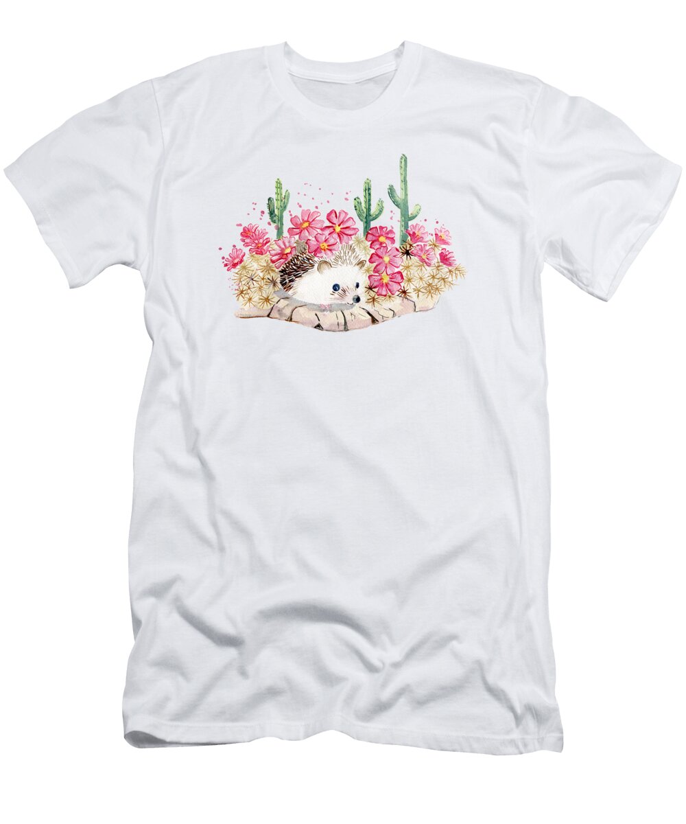 Camouflage Hedgehog and Cactus Melly Terpening T-Shirt