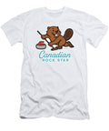 Canadian Rock Star Beaver Curling Retro Graphics T-Shirt