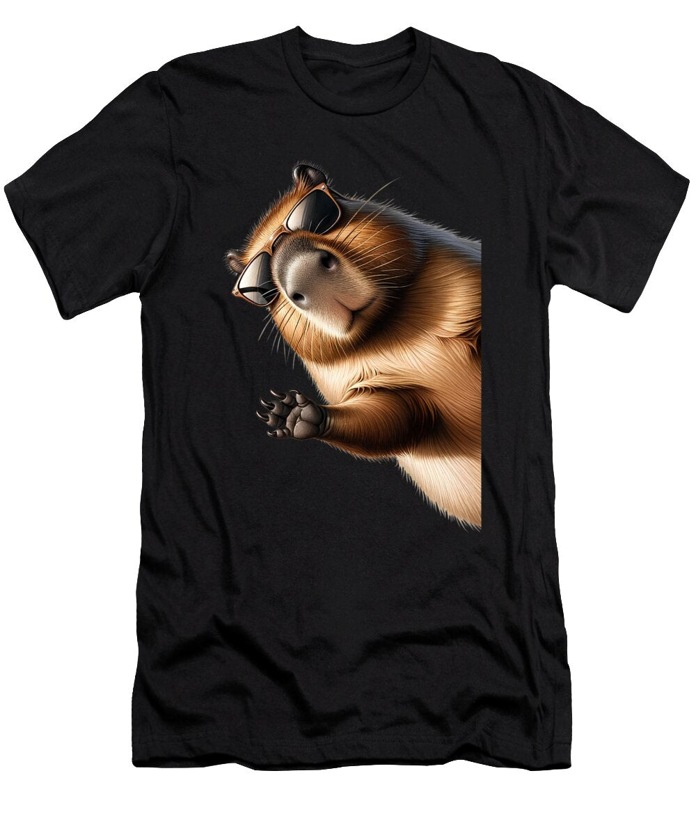 Capybara with Sunglasses Funny Say Hi Job T-Shirt