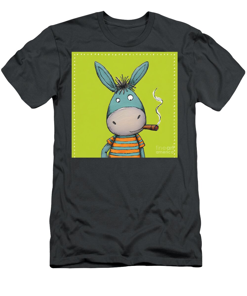 Cartoon Donkey with Cigar Olfactoart Studio T-Shirt