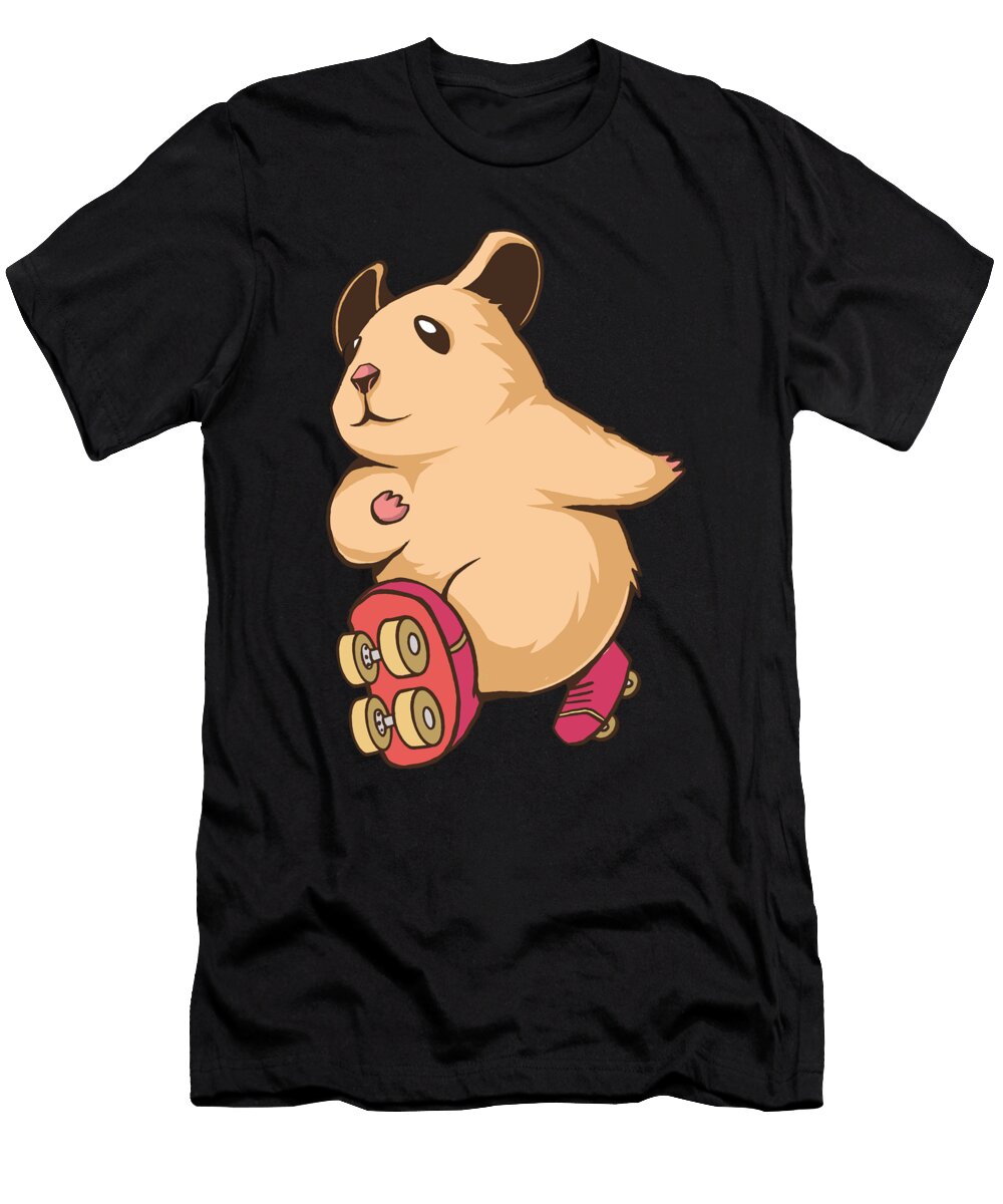 Cartoon Hamster with Roller Skates Licensed Art T-Shirt