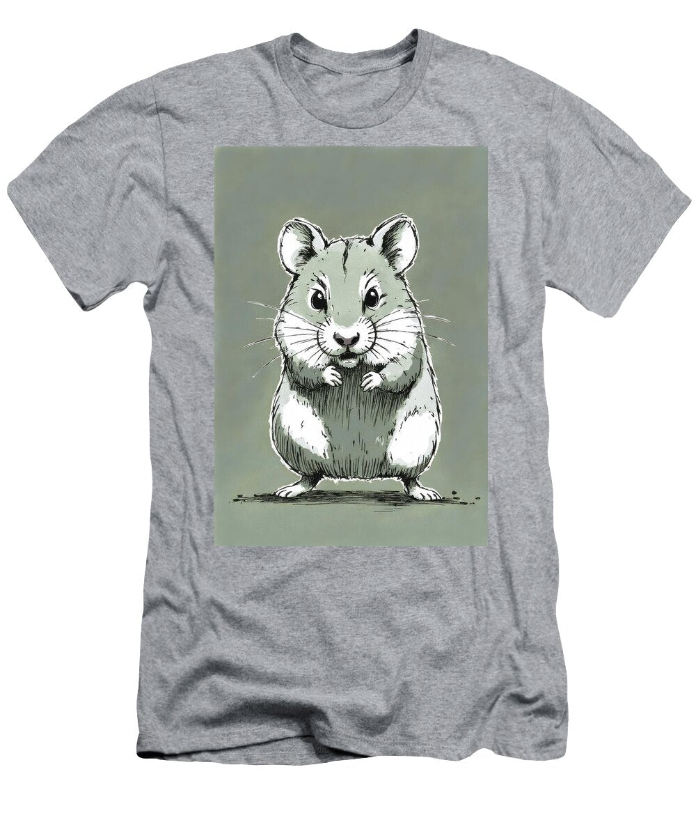 Cartoon Illustration of a Small Hamster Standing Upright Wall Art Prints T-Shirt