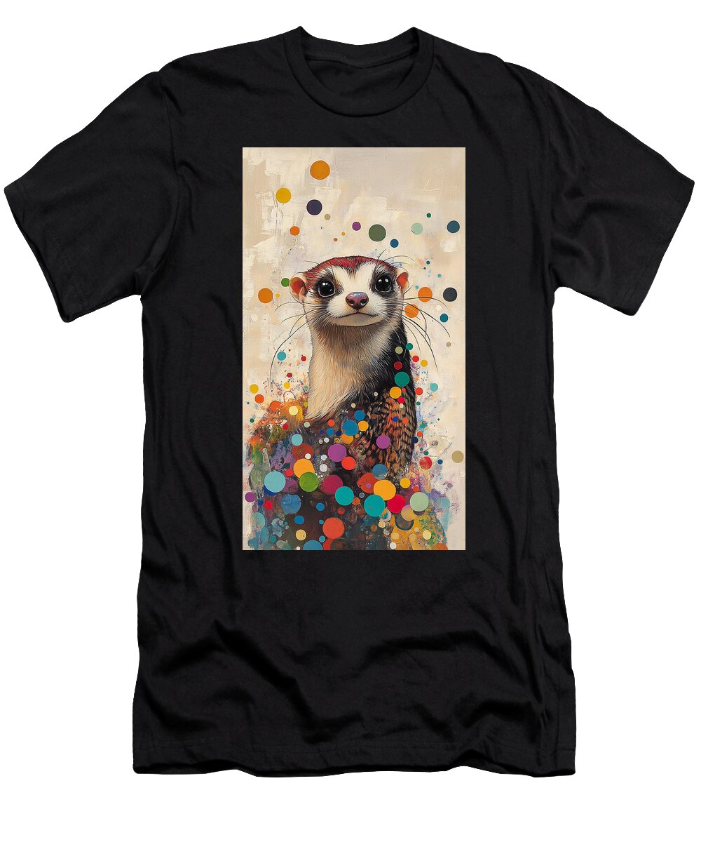 Charming Ferret 1 Colorful Animal Portrait Lowell Harann T-Shirt
