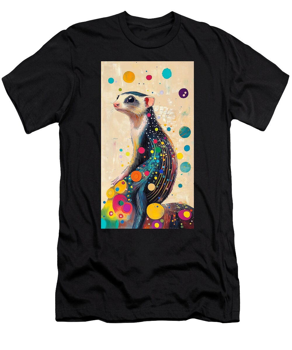 Charming Ferret Colorful Animal Portrait Lowell Harann T-Shirt