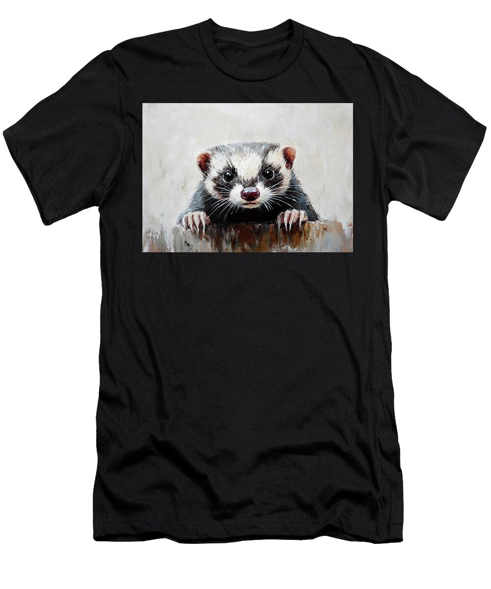 Charming Ferret Portrait Painting Grover Mcclure T-Shirt