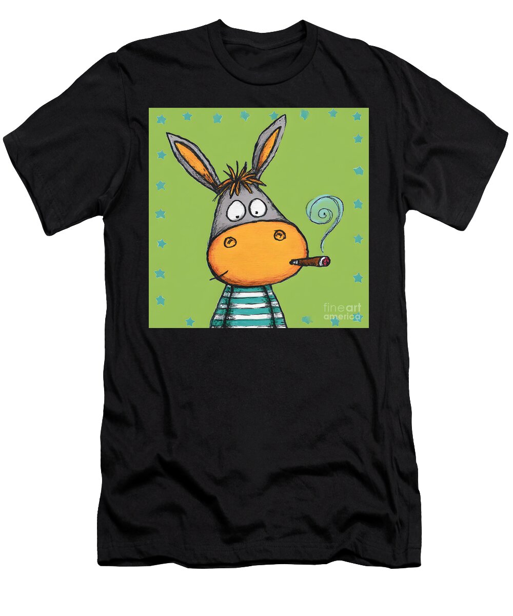 Cheerful Donkey with Cigar Olfactoart Studio T-Shirt