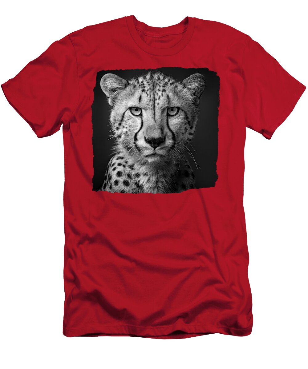 Cheetah Face Bw Elisabeth Lucas T-Shirt