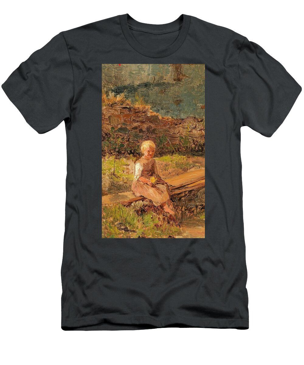 Child Sitting on a Wooden Walkway Olga Wisingerflorian Austrian T-Shirt