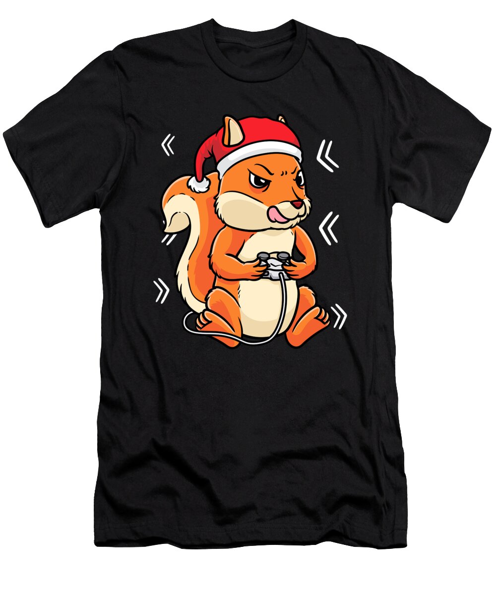 Christmas Squirrel Gamer Video Game Player Gaming Zimstarus T-Shirt