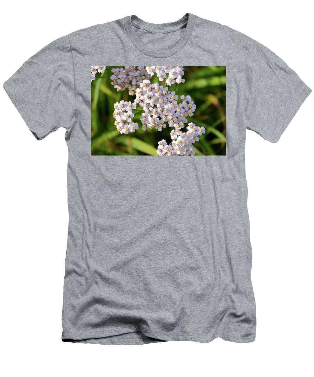 Close Up on Little White and Yellow Flowers Johan Ferret T-Shirt