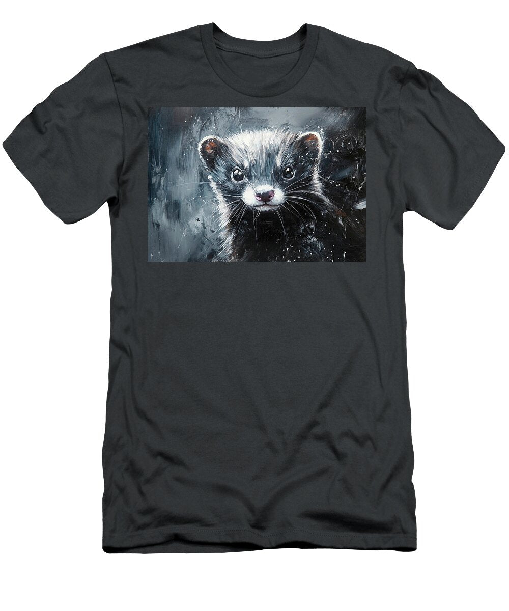 Closeup Portrait of a Ferret Painting Grover Mcclure T-Shirt