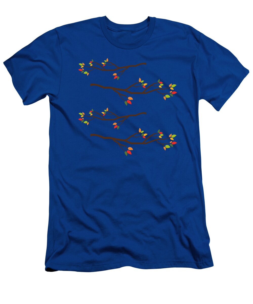 Colorful Autumn Branches Orange Green Leaves Set Tenshirt T-Shirt