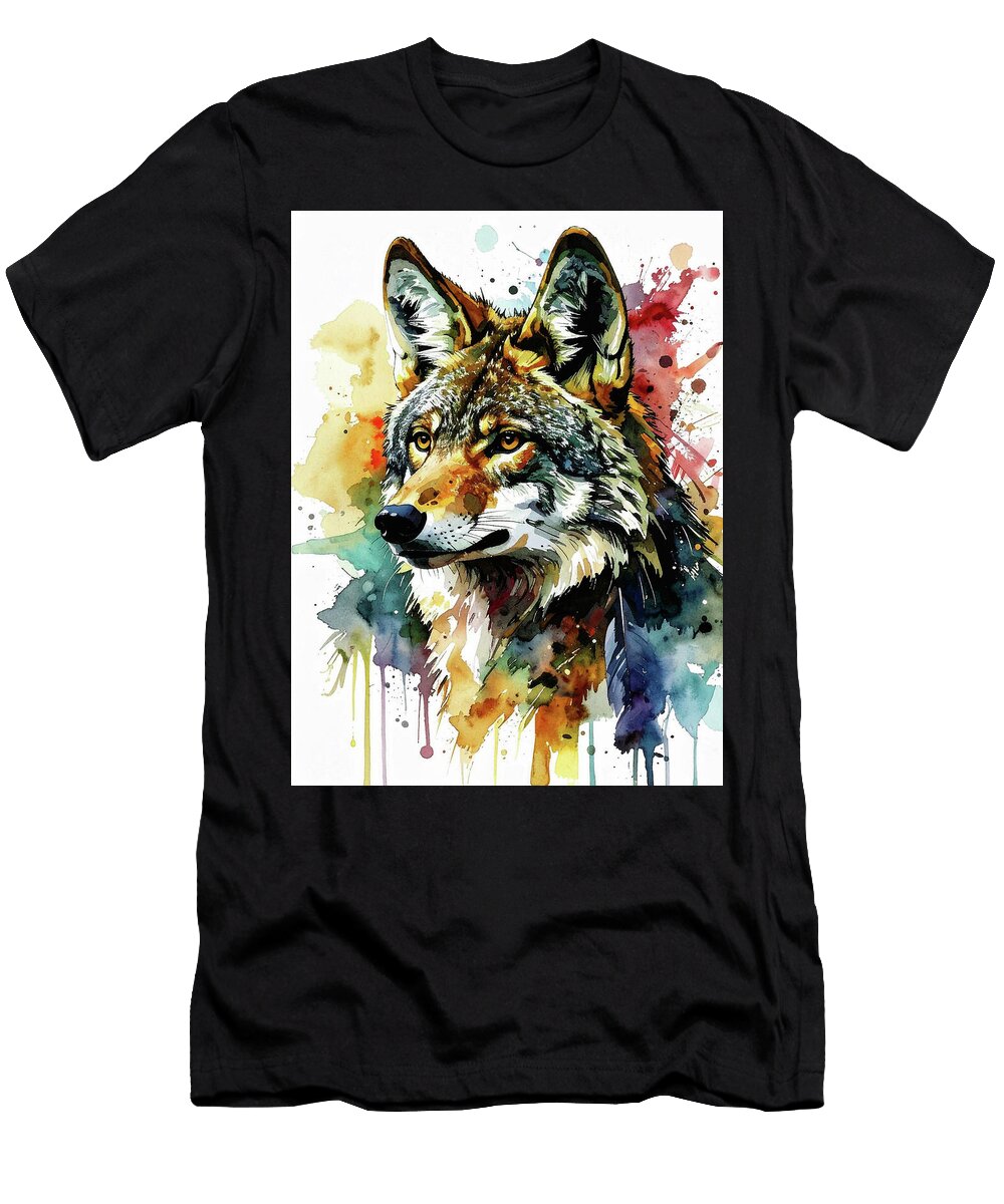 Colorful Coyote Portrait Mi Tzura T-Shirt