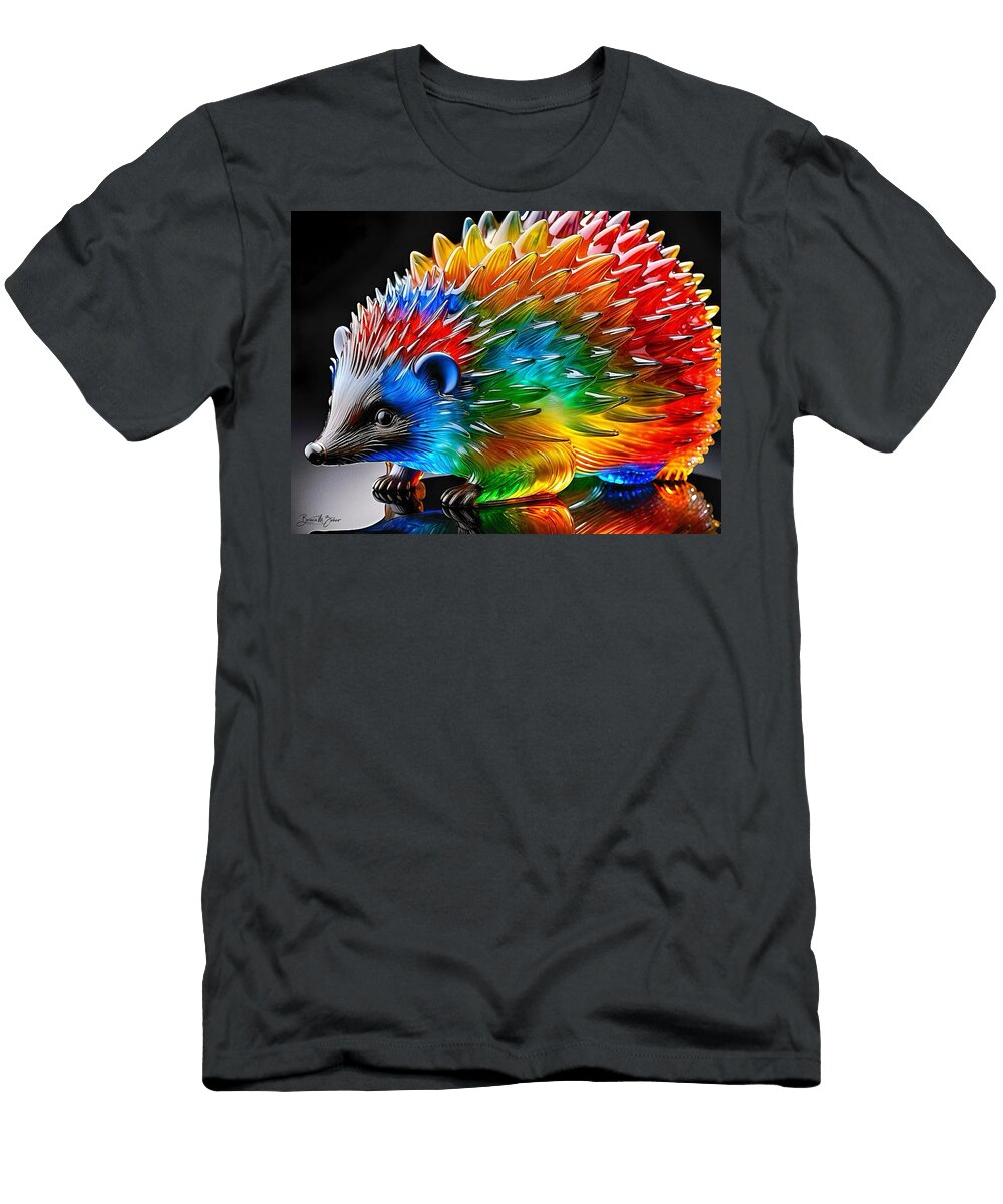 Colorful Hedgehog Glass Art Barbara Zahno T-Shirt