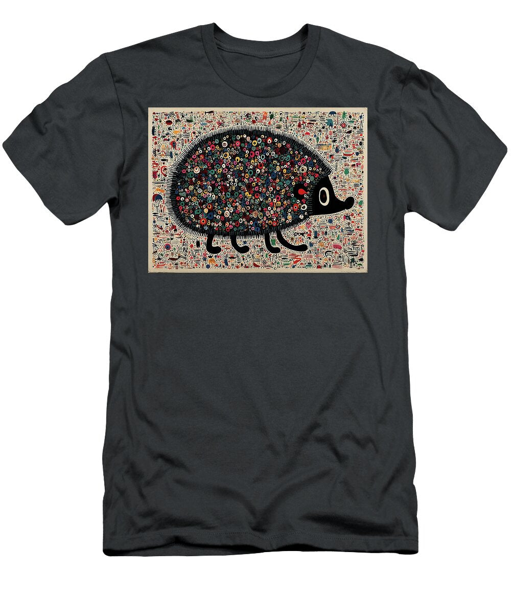 Colorful Hedgehog in Abstract Pattern Fabrizio Cassetta T-Shirt