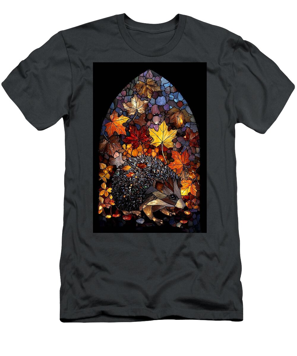 Colorful Hedgehog Stained Glass Hedgehog Luna Farmer T-Shirt