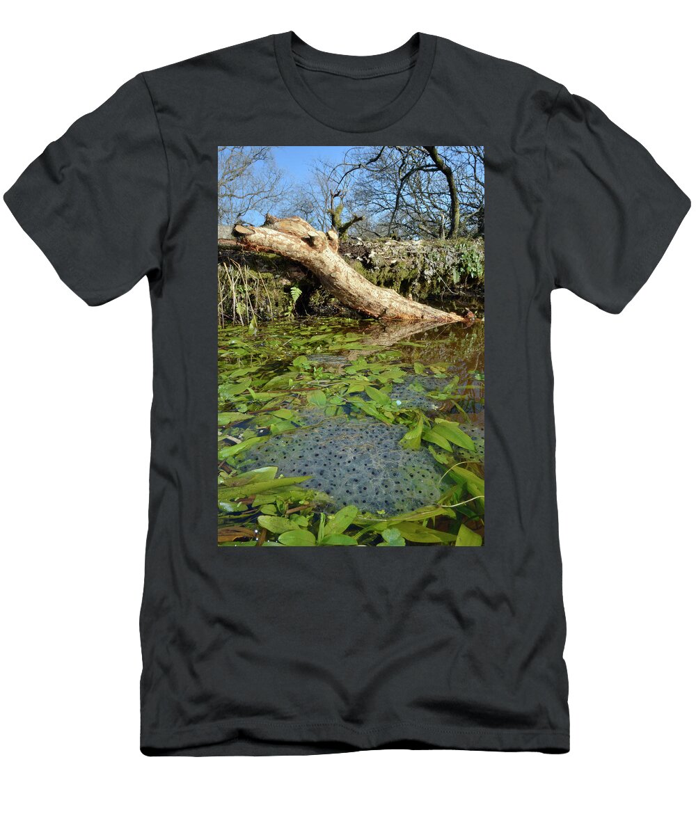 Common Frog Frogspawn in Pond Created By Damming of Nick Upton Natureplcom T-Shirt