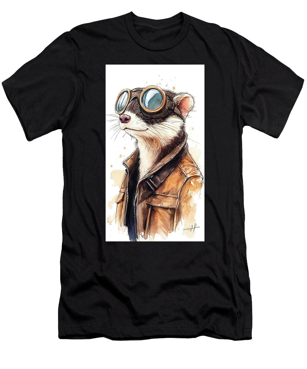 Cool Animal Portrait with Aviator Glasses Clint Mclaughlin T-Shirt
