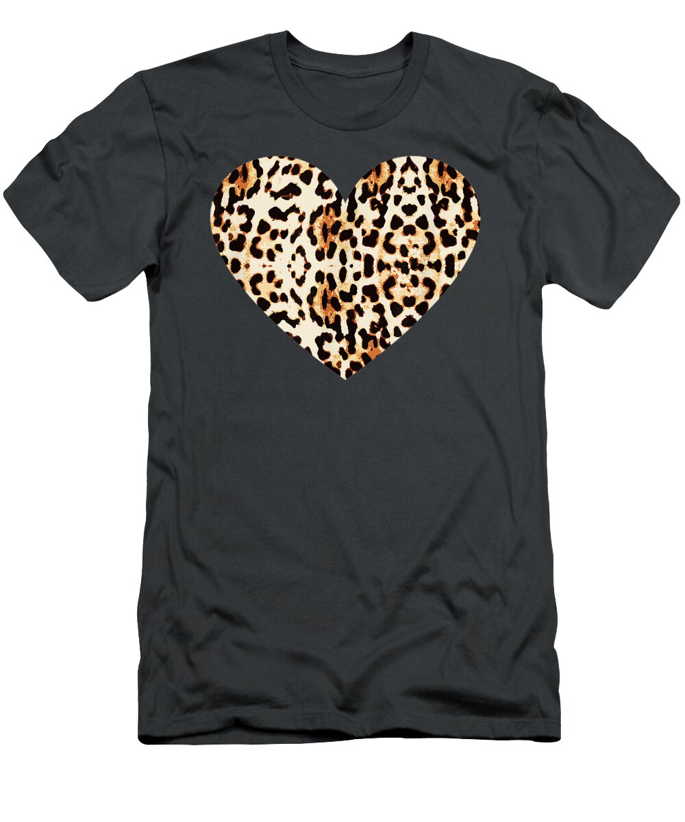 Cool Cheetah Leopard Print Heart Doirea Hiza T-Shirt