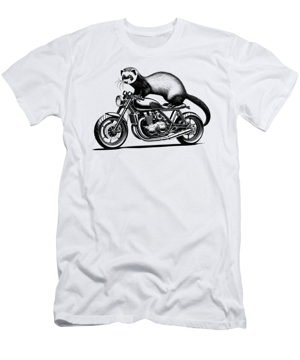 Cool Ferret Riding a Motorcycle Biker Ferret Lover Job T-Shirt