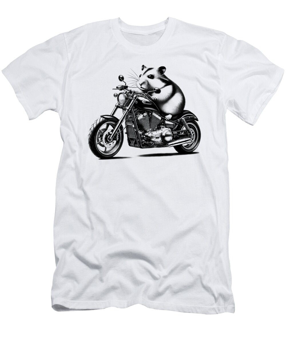 Cool Hamster Riding a Motorcycle Biker Hamster Lover Job T-Shirt