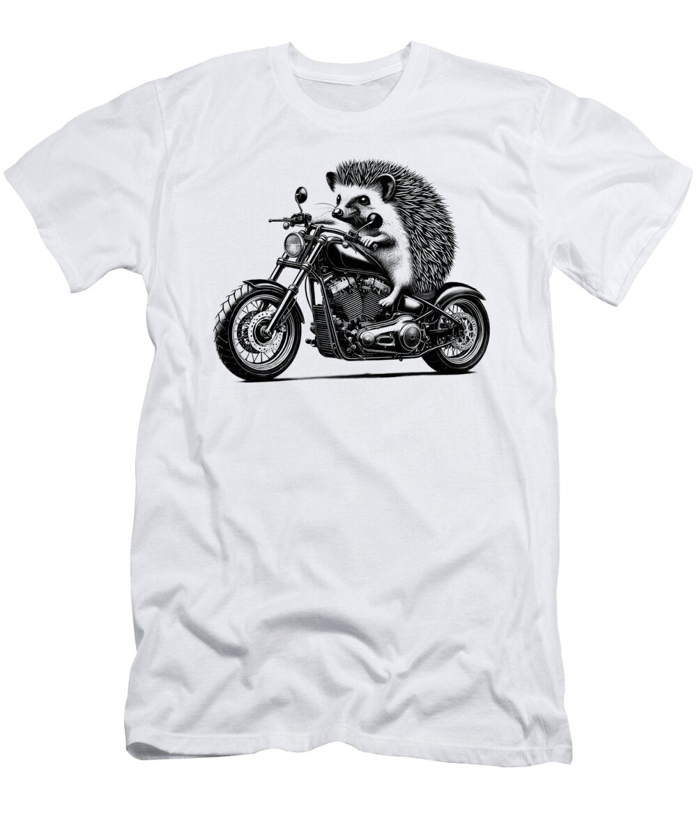 Cool Hedgehog Riding a Motorcycle Biker Hedgehog Lover Job T-Shirt