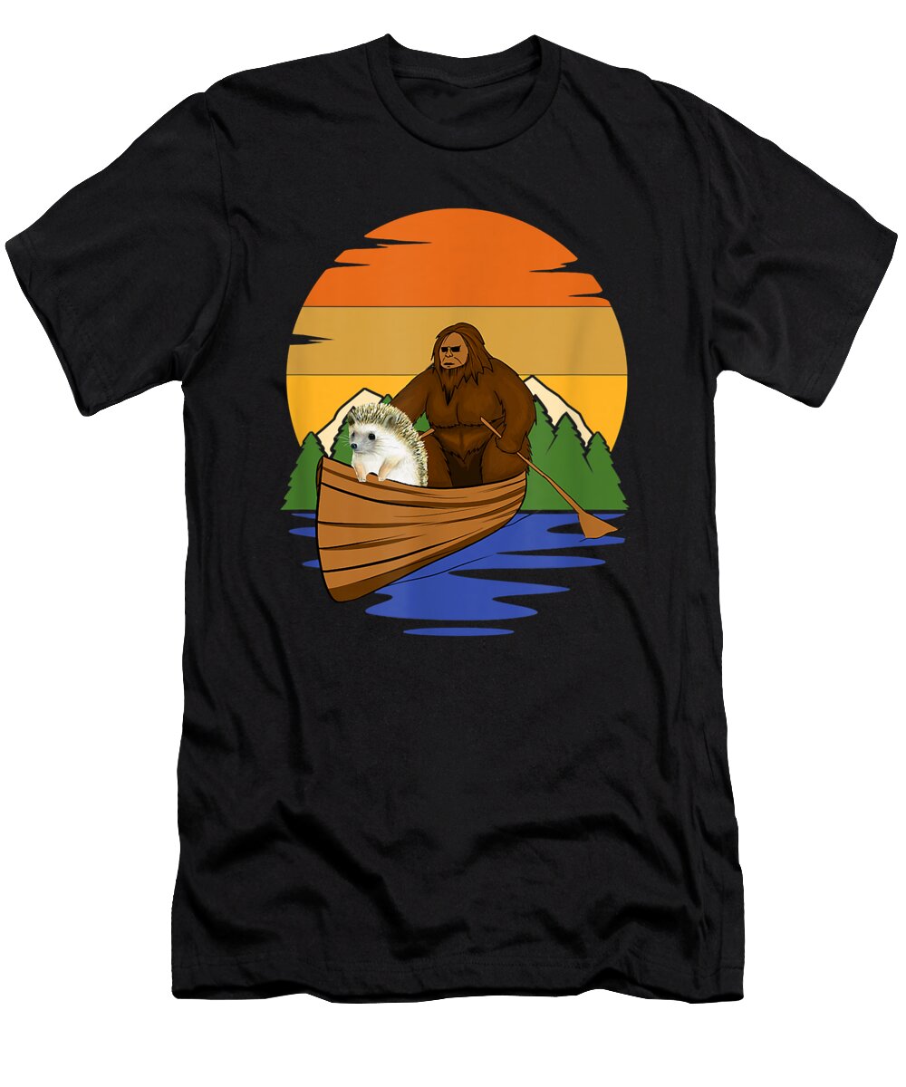 Courageous Lucky Hedgehog with Bigfoot Camping Canoeing Awesome for Movie Fan Ezone Prints T-Shirt