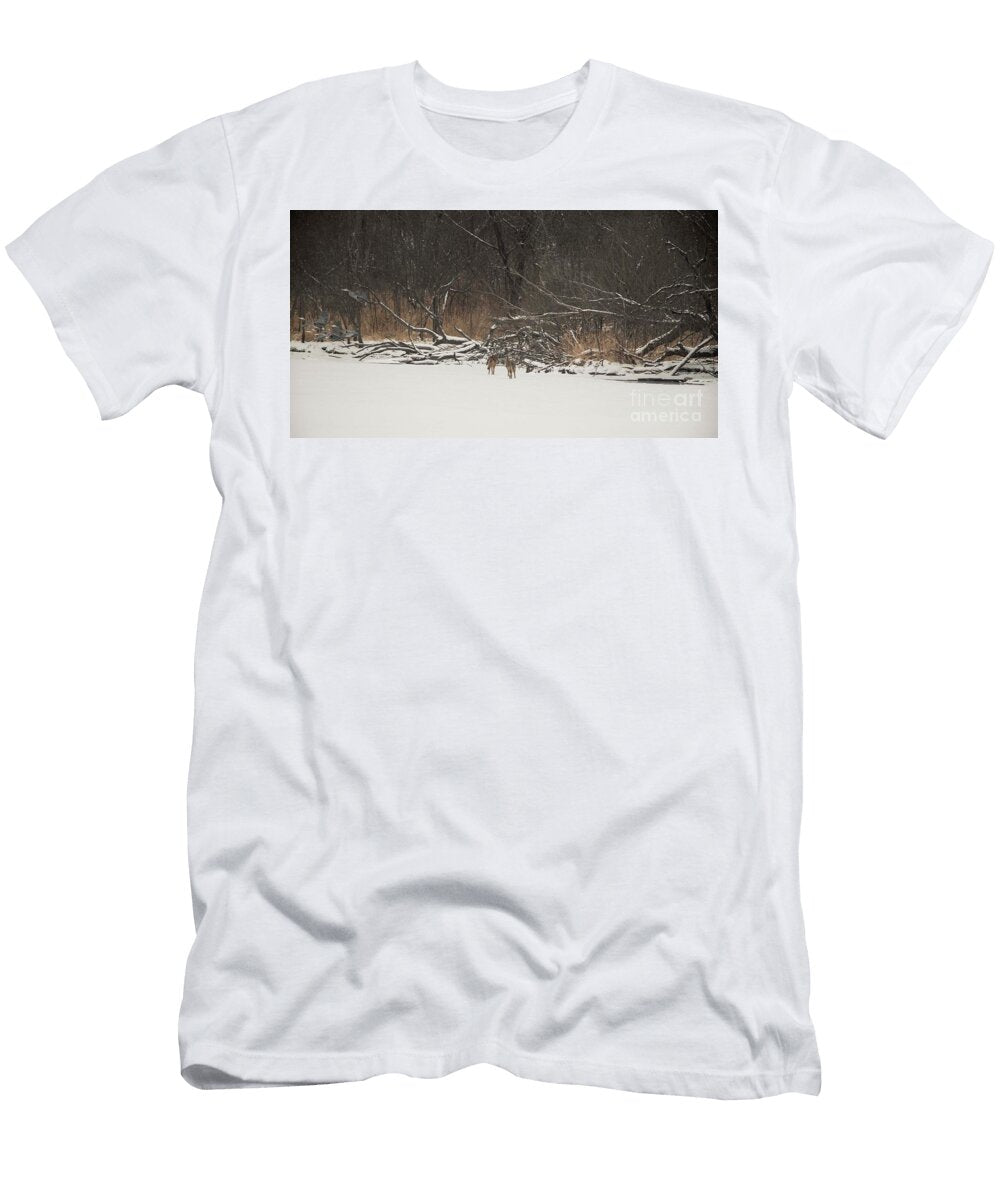 Coyote Chasing Blue Herons David Bearden T-Shirt