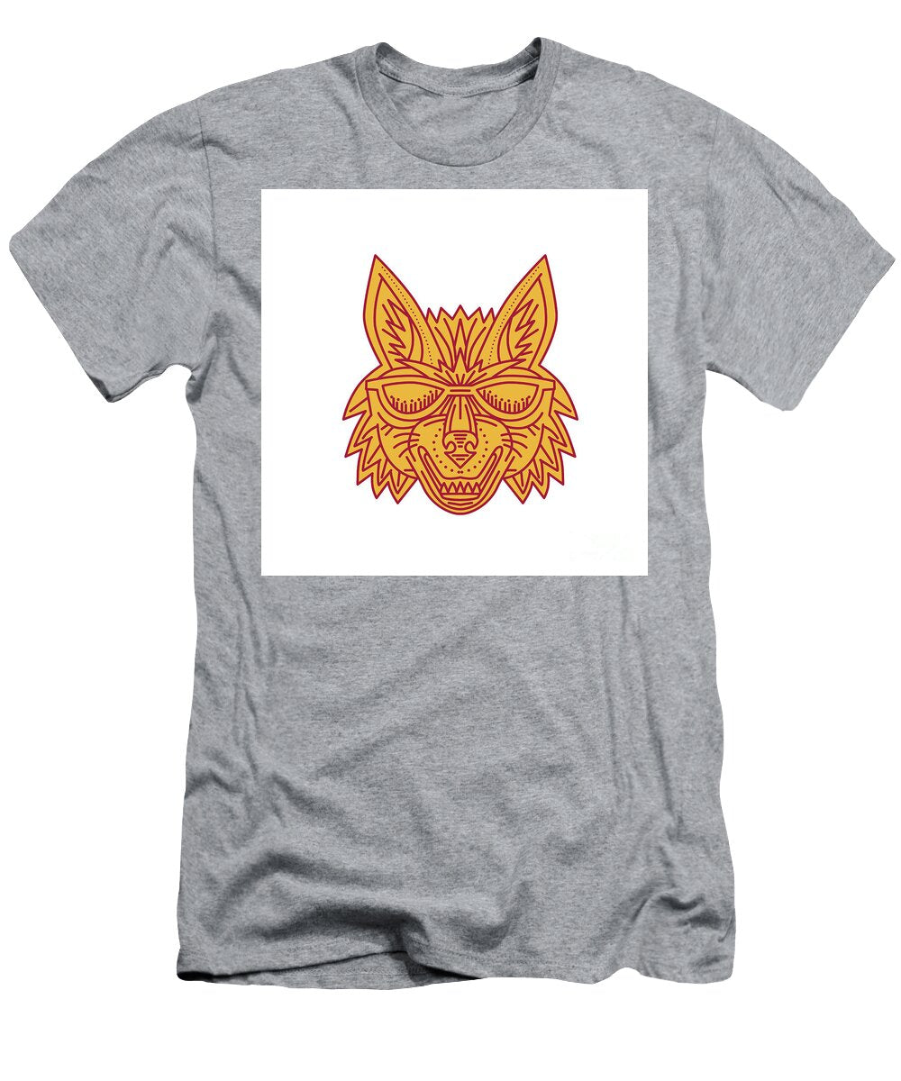 Coyote Head Sunglasses Smiling Mono Line Aloysius Patrimonio T-Shirt